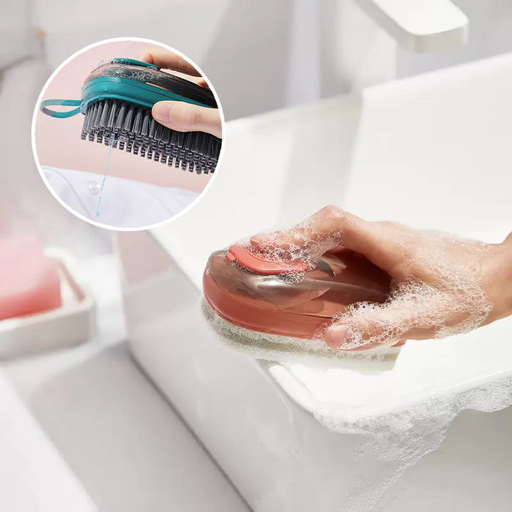 Multifunktionell ergonomisk flytande rengöringsborste i ABS-plast med bekvämt grepp och vätskedispensersystem för köket.