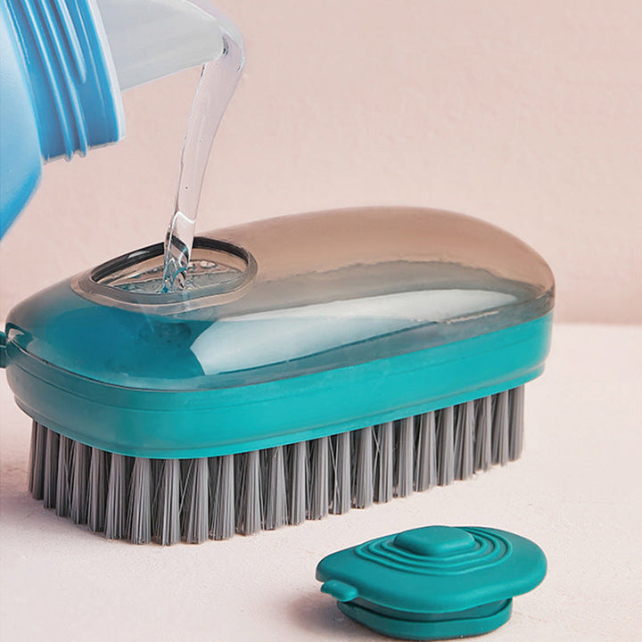 Multifunktionell ergonomisk flytande rengöringsborste i ABS-plast med bekvämt grepp och vätskedispensersystem för köket.