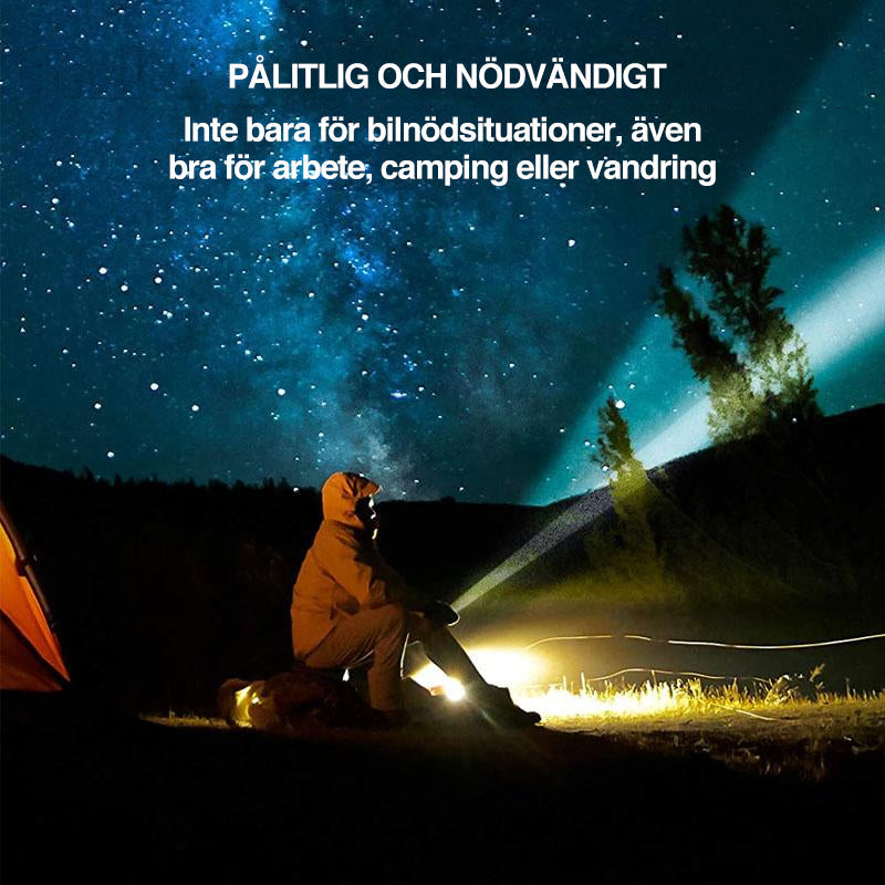 "Multifunktionell ficklampa med skarpt sken, solcellsdriven hållbar design, 200m räckvidd, aluminium, magnetiskt fäste"