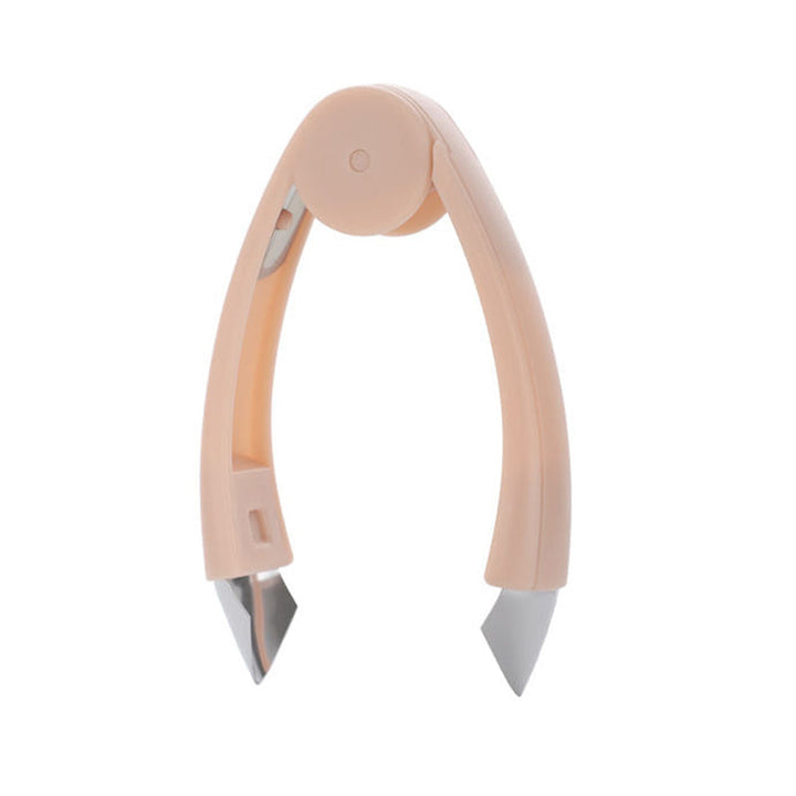 "Multifunktionell fruktpincett i rostfritt stål; ergonomisk design, finns i blå och orange. Perfekt för frukthantering."