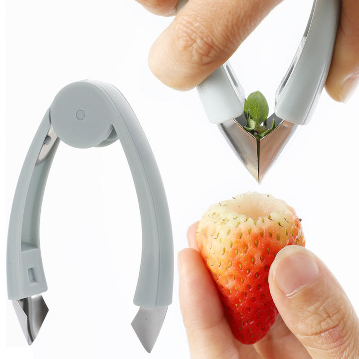 "Multifunktionell fruktpincett i rostfritt stål; ergonomisk design, finns i blå och orange. Perfekt för frukthantering."