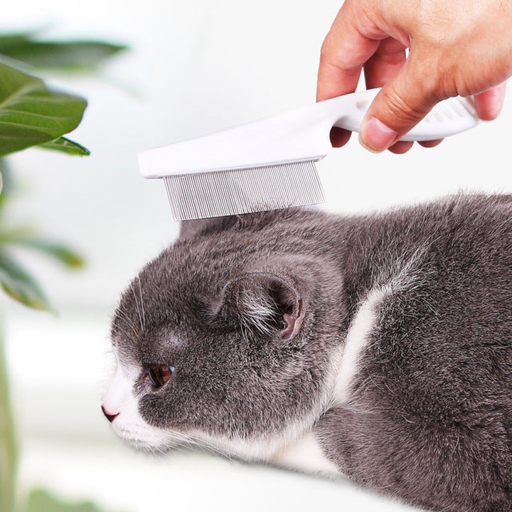 "Multifunktionell husdjurskam med tunna stålnålar och rundade stift för effektiv och säker pälsvård, för alla pälstyper."