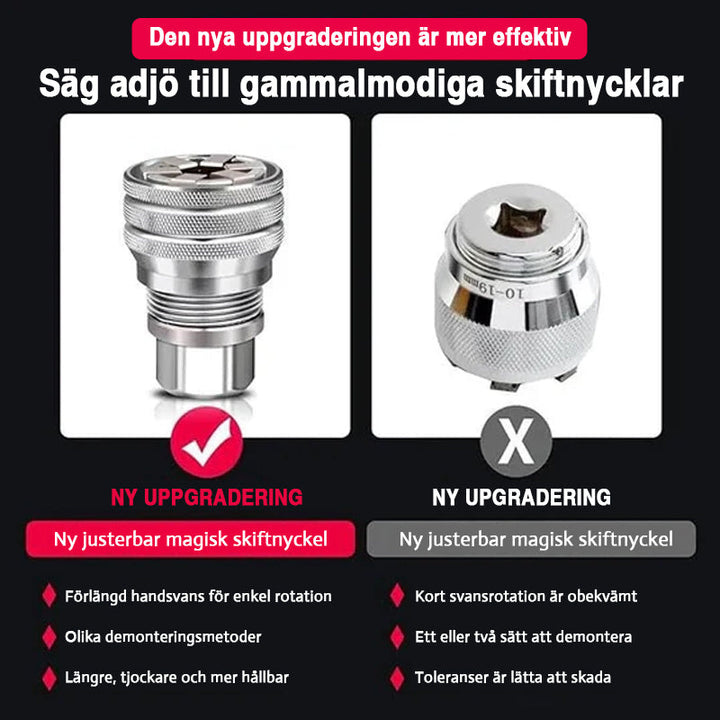 "Multifunktionell justerbar hylsnyckel av krom-vanadiumstål. Idealisk för skadade muttrar och bultar, DIY-projekt."