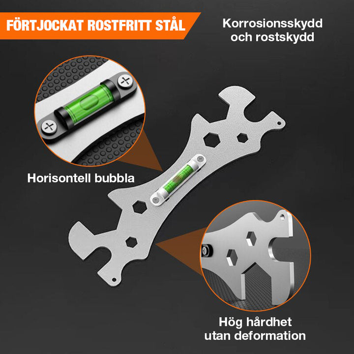 "Multifunktionell justerbar vinkelnyckel i rostfritt stål, perfekt för trånga utrymmen och precision inom GDS-projekt."