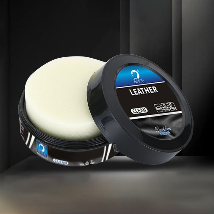 "Multifunktionell läderrengöringskräm för möbler och accessoarer, effektiv fläckborttagning och glans utan vatten."