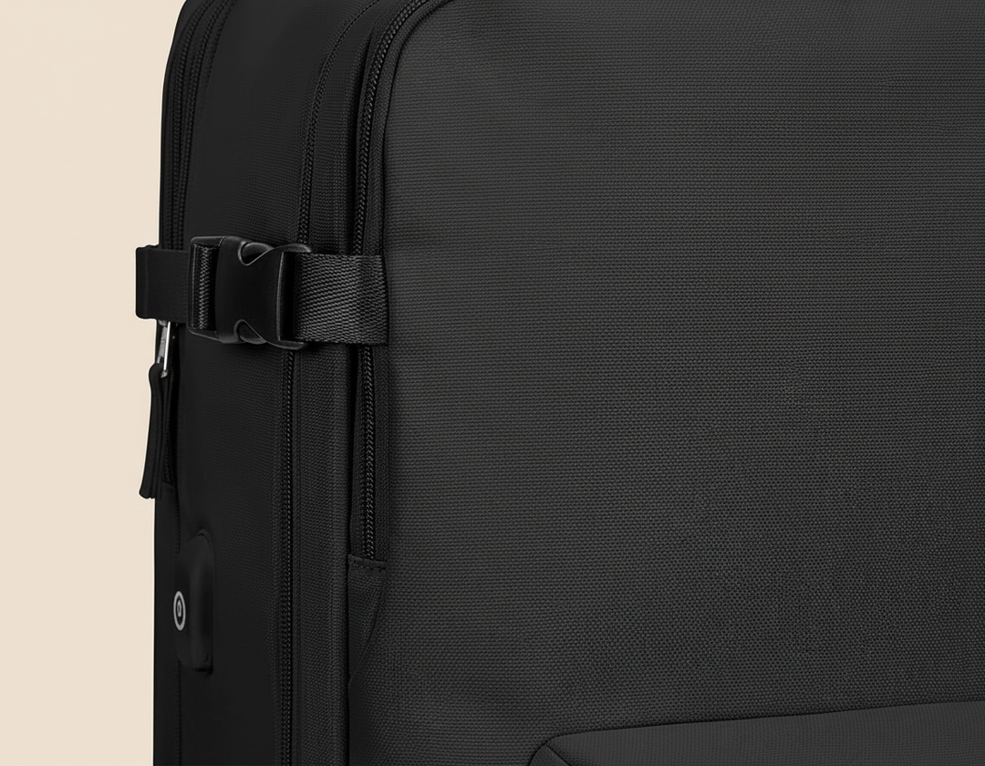 Elegant svart laptopväska, multifunktionell design. Perfekt som jobbväska och reseväska för män/kvinnor.