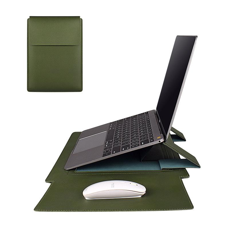 "Multifunktionell laptopväska i elegant PU-läder med ställfunktion, ideal för stilmedvetna, hållbar och vattentålig."