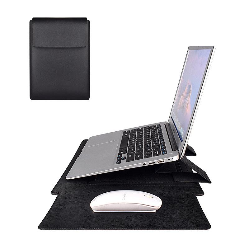 "Multifunktionell laptopväska i elegant PU-läder med ställfunktion, ideal för stilmedvetna, hållbar och vattentålig."