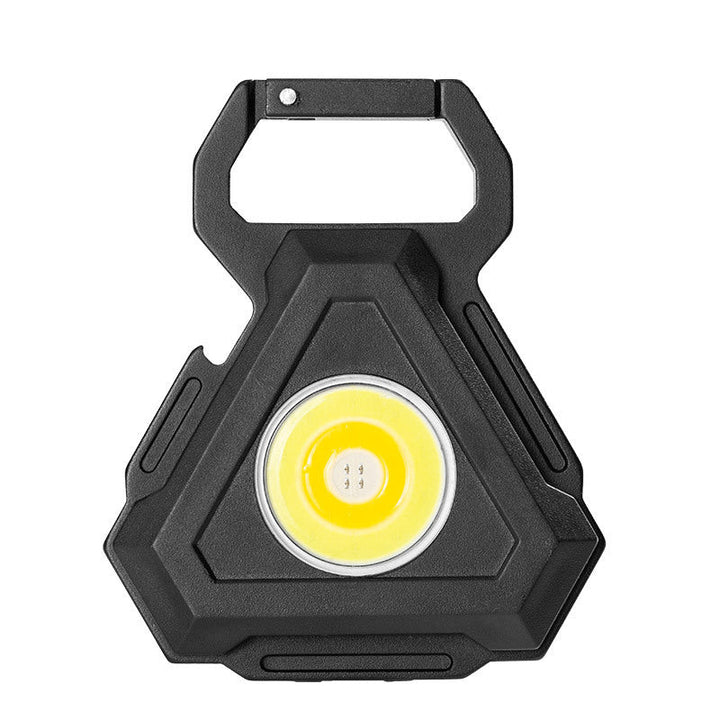 Multifunktionell LED-nyckellampa med stark magnet och krok, kompakt design, bärbar och perfekt för utomhusbruk.