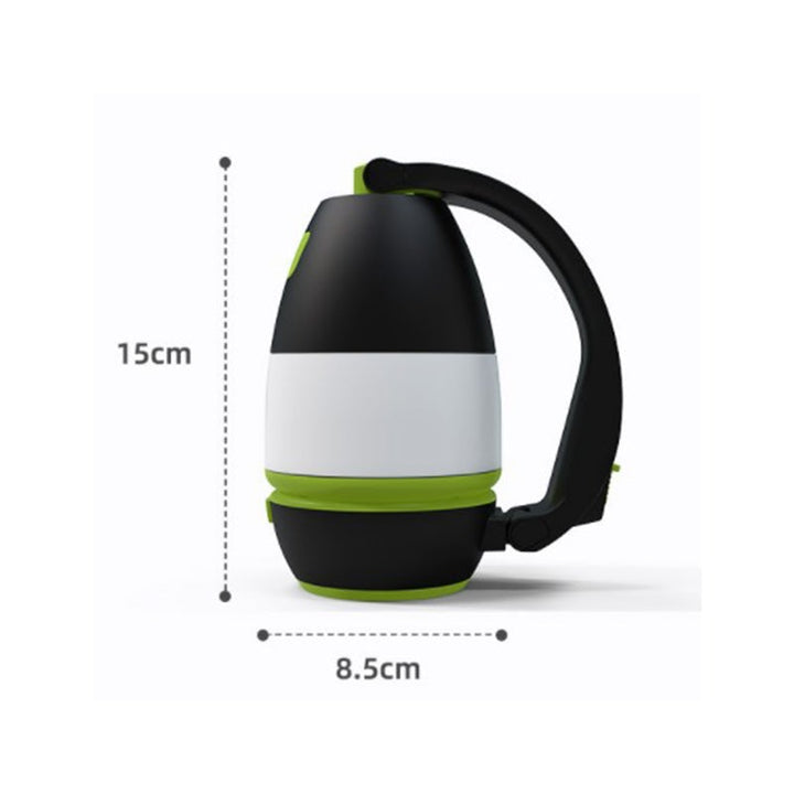 "Multifunktionell LED-uppladdningsbar campinglampa i röd, grön, blå, handhållen lyktor och bordslampa, 360° rotation."