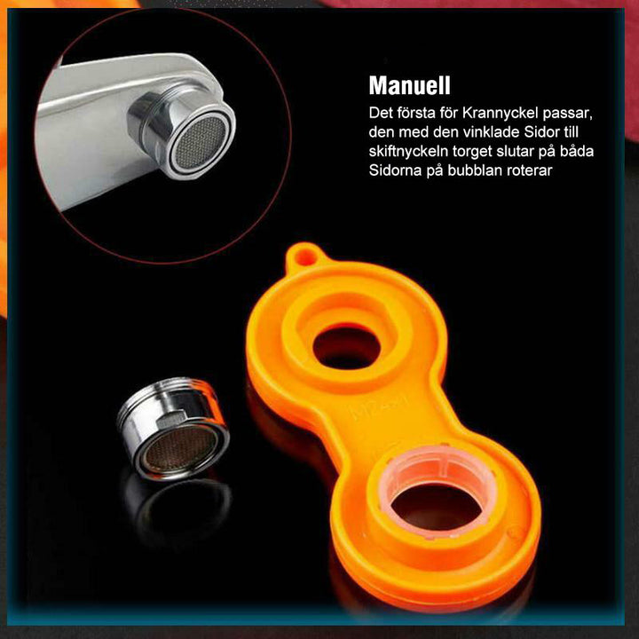 Multifunktionell skiftnyckel i blått och orange plast med ergonomiskt grepp, justerbara storlekar, för DIY och hemmafix.