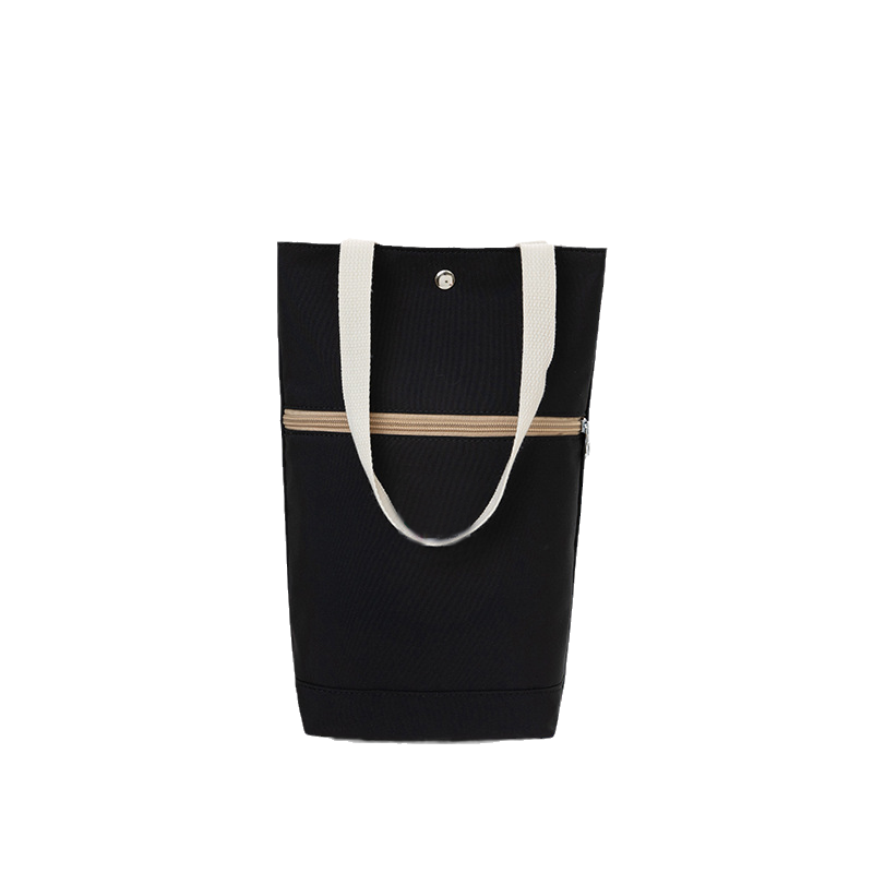 "Multifunktionell somrig damväska, svart polyester och linne, perfekt för fritid och resor. Rymmer dagliga saker."