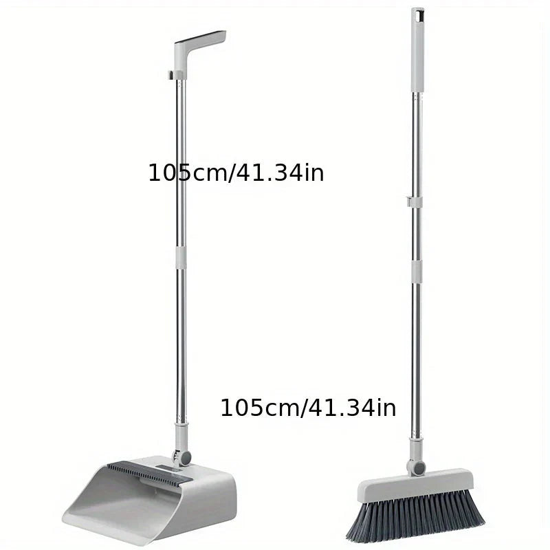 Ergonomisk sopskyffel med borste, idealisk för djurhår. Smidig rengöring av golv & ytor.