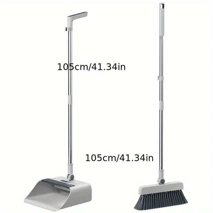 Ergonomisk sopskyffel med borste, idealisk för djurhår. Smidig rengöring av golv & ytor.