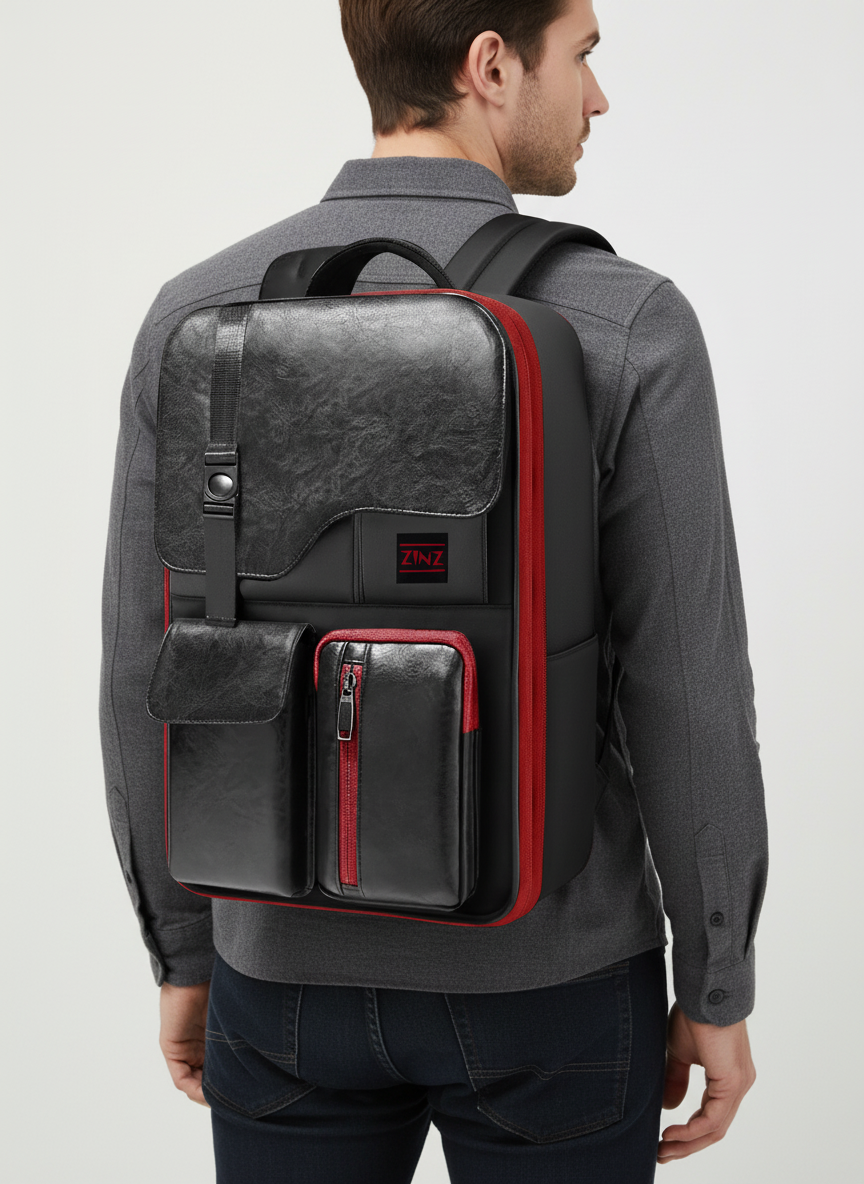 Svart, stöldsäker unisex ryggsäck med USB-laddning. Idealisk som arbets- eller reseryggsäck med laptopfack.