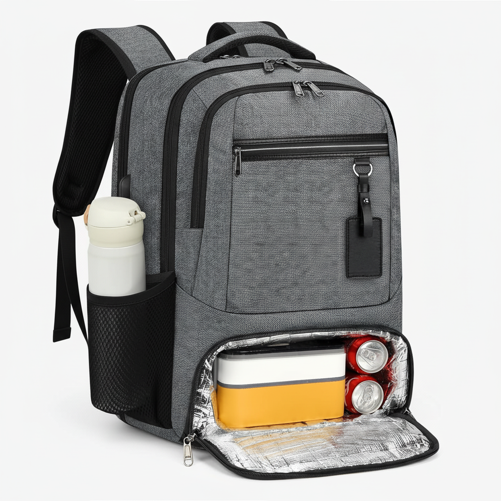 Modern arbetsväska i vattentätt material med laptopfack & organiserade fickor för effektiv förvaring.