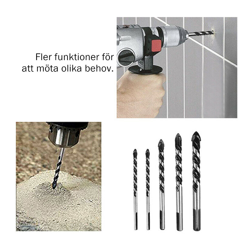 "Multifunktionella borrbits för kakel, betong, trä med u-slitsdesign och triangelhandtag i flera storlekar"