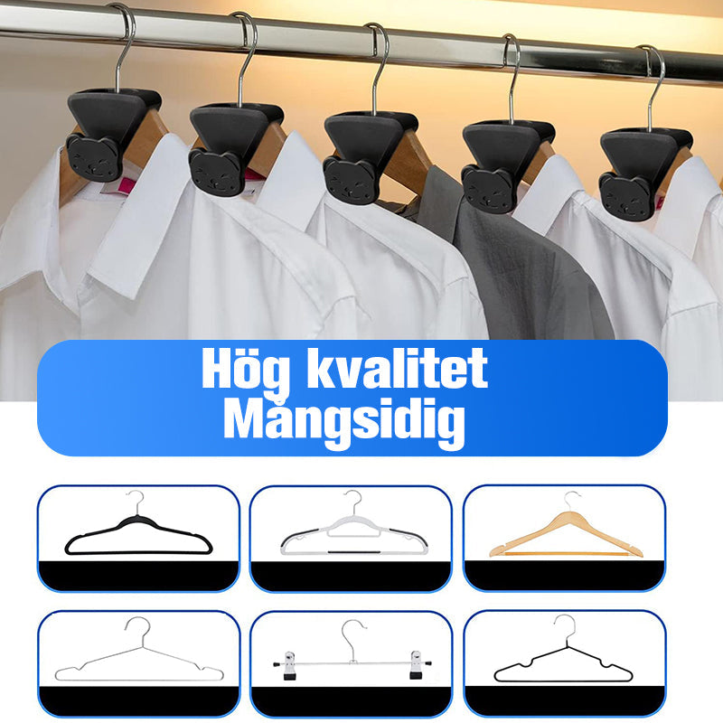 "Multifunktionella galgkrokar i stapelbar design för ordnad klädförvaring i garderob, tillverkade av hållbart PP-material."