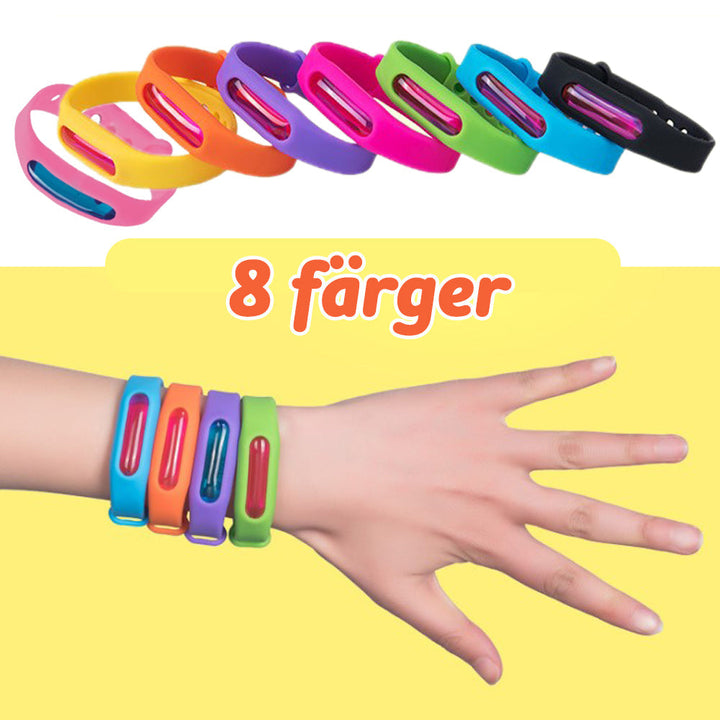 "Myggavvisande silikonarmband justerbart, unisex, flerfärgade alternativ för utomhusbruk, vattentät och bekväm design."