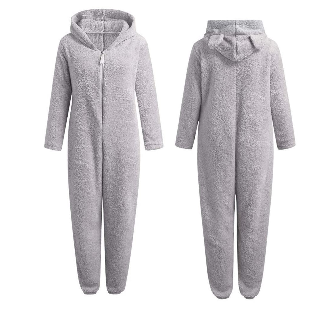 Dam mysdress overall för total avkoppling. Komfortabel jumpsuit med huva och fickor.