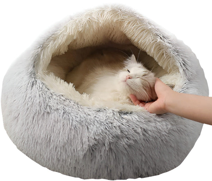 Speciellt designad rund husdjursbädd för små hundar och katter. Varm, mjuk & bekväm mysbädd.