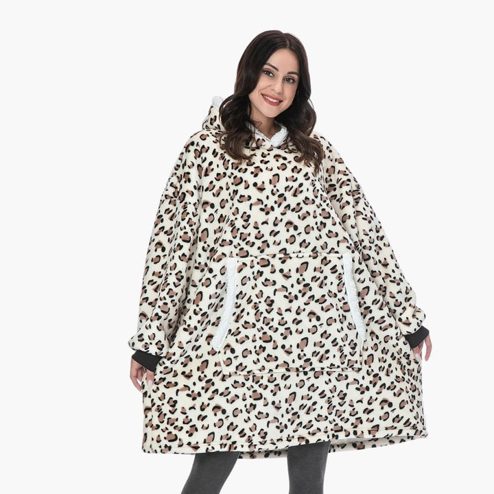 Hemmamys i fokus: Unisex filt hoodie med stor huva och känguruficka, för ultimativ komfort.