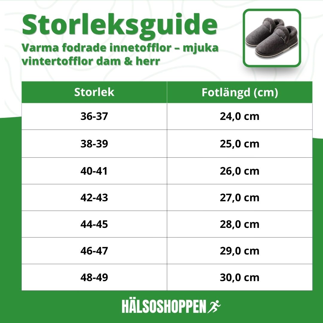 Bekväma och mjuka herr- och damtofflor, fodrade för extra värme. Perfekta innetofflor för kalla fötter.