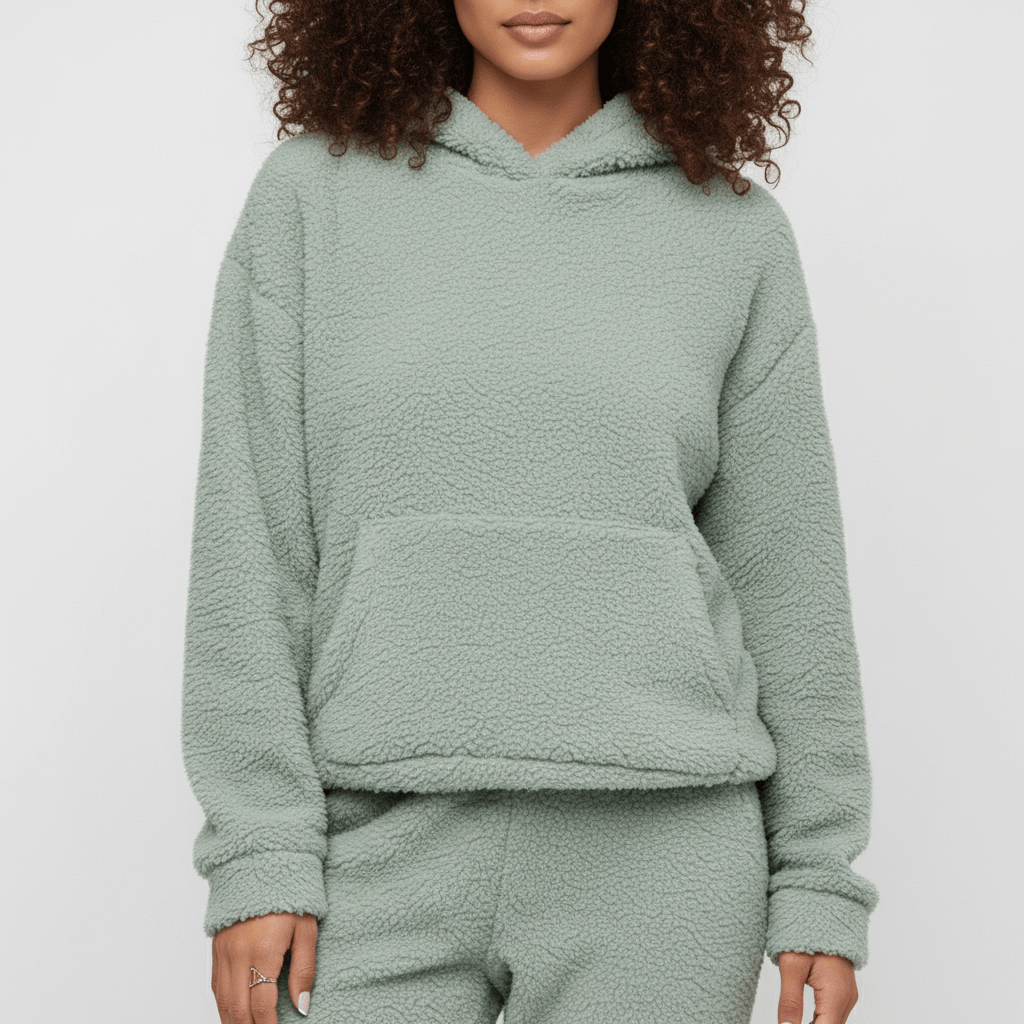 Dam Loungewear-set "Skye" med känguruficka, luvtröja & byxor. Mysig present.
