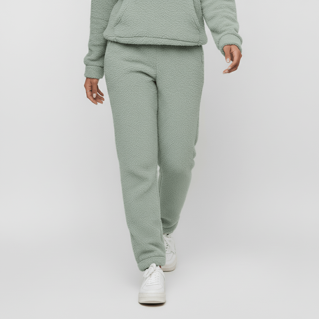 Skye Dam Loungewear-set med känguruficka, hoodie & matchande byxor. Avslappnad fritid.