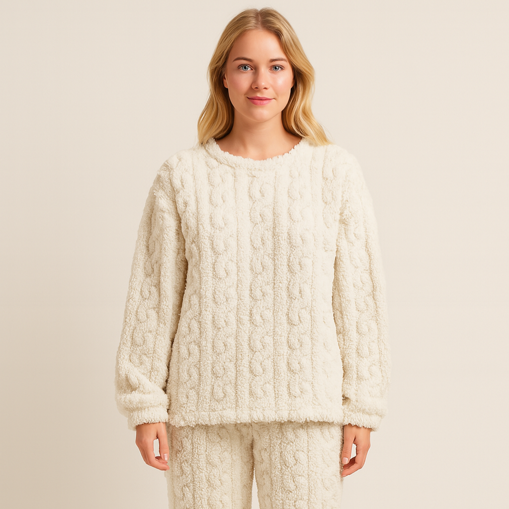 Mysigt dam pyjamas set Amy med långa ärmar för avkoppling. Perfekt tvådelat loungewear för hemmet.