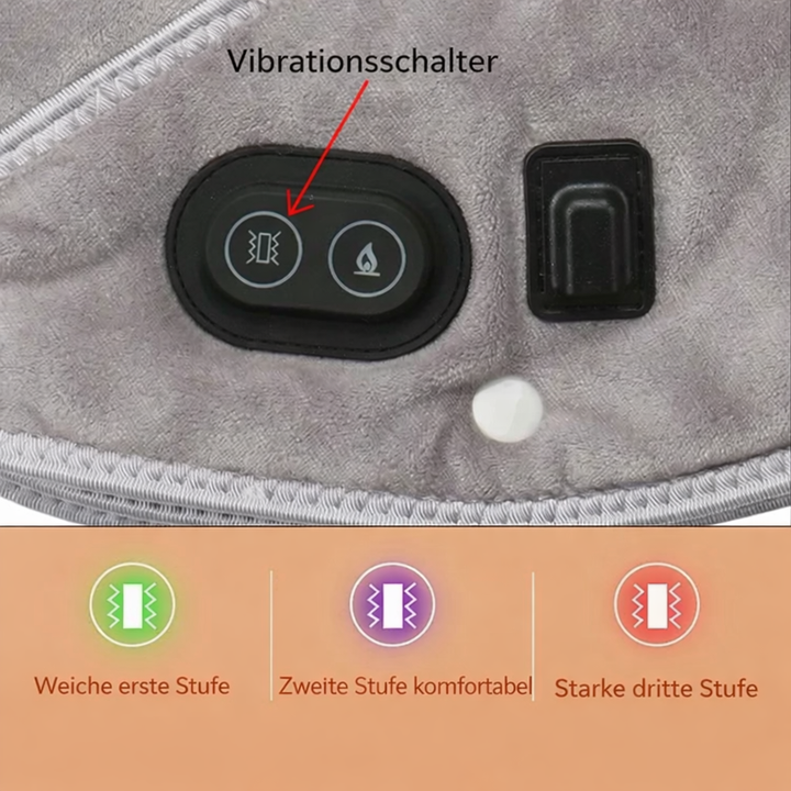 Ergonomisk nackmassagekudde med värme och vibration för axlar. Lindrar smärta och ger djupgående muskelavslappning.