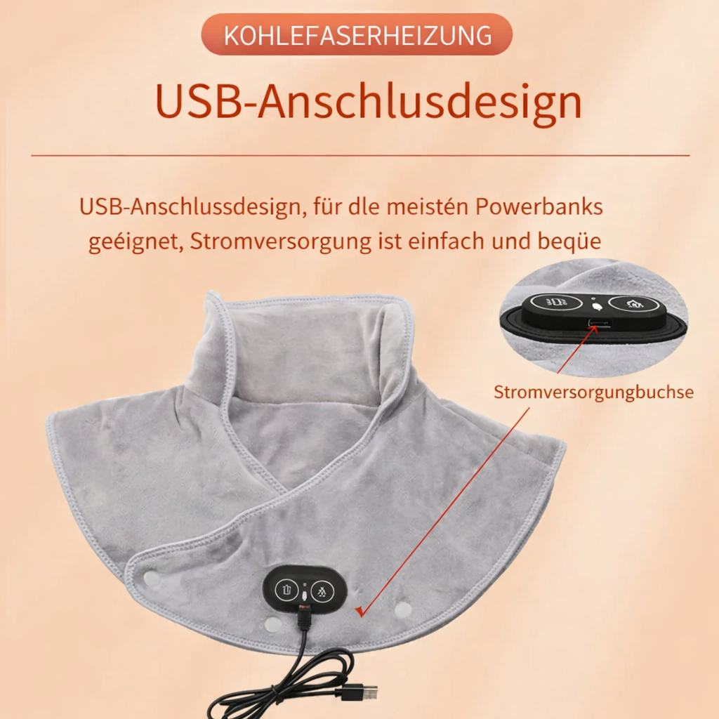 Nack- och axelmassagekudde som lindrar spänningar. Värme- och vibrationsmassage för muskelavslappning och välbefinnande.