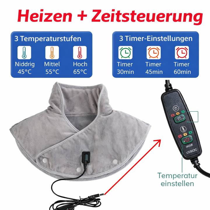 Hälsosam nack- och axelmassagekudde med värme & vibration. Ger välbefinnande och är en perfekt presentidé för avkoppling.