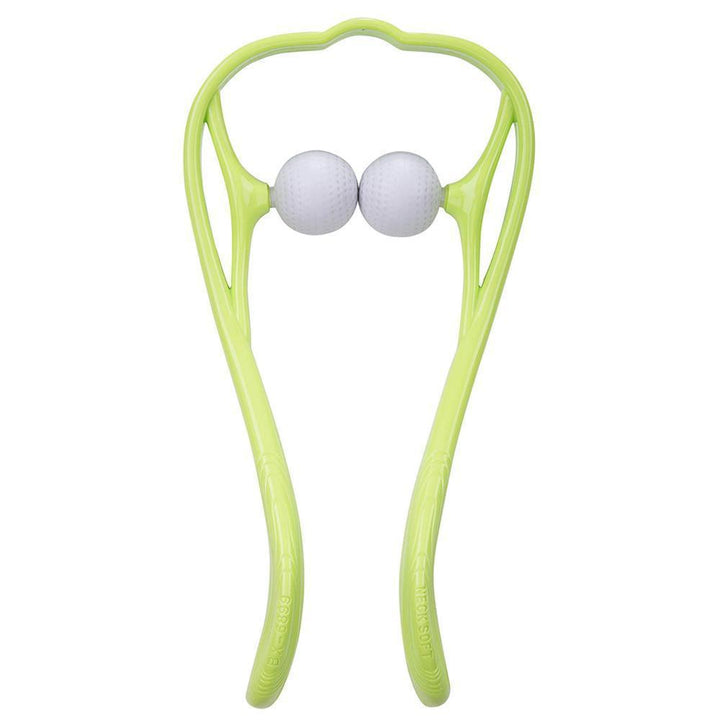 "Nackmassage med massagebollar för smärtlindring, ergonomisk design, blå färg, främjar avslappning och blodcirkulation."