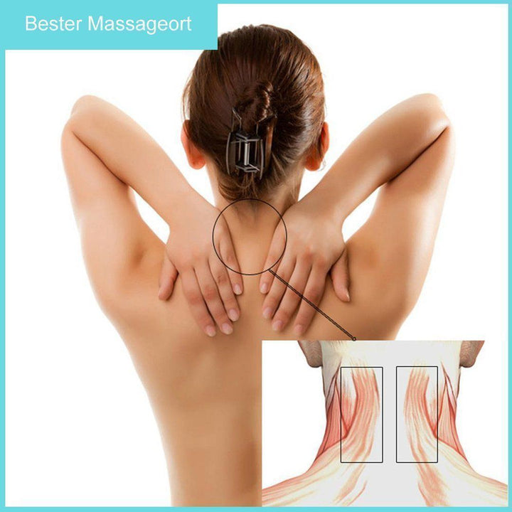 "Nackmassage med massagebollar för smärtlindring, ergonomisk design, blå färg, främjar avslappning och blodcirkulation."