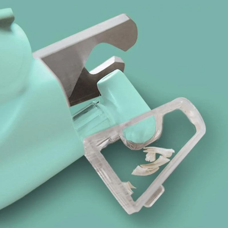 "Nagelklippare för husdjur med LED-ljus, vitt ergonomiskt handtag och inbyggd förvaringslåda, perfekt för säker klippning."