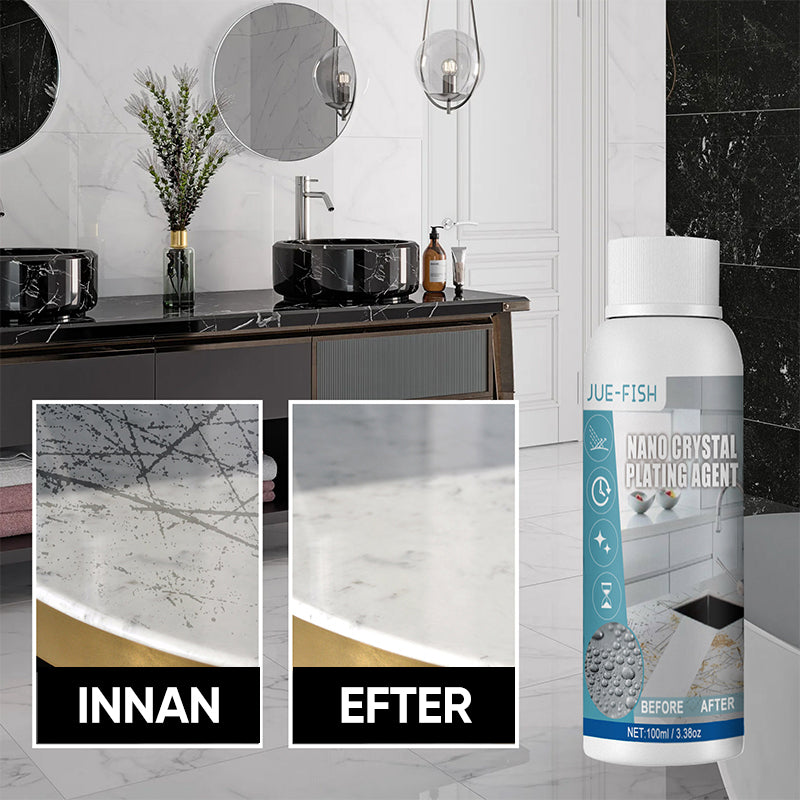 "Nano Crystal-beläggningsmedel för stenyta; transparent flaska, 100ml, skyddar granit, marmor med långvarig glans."