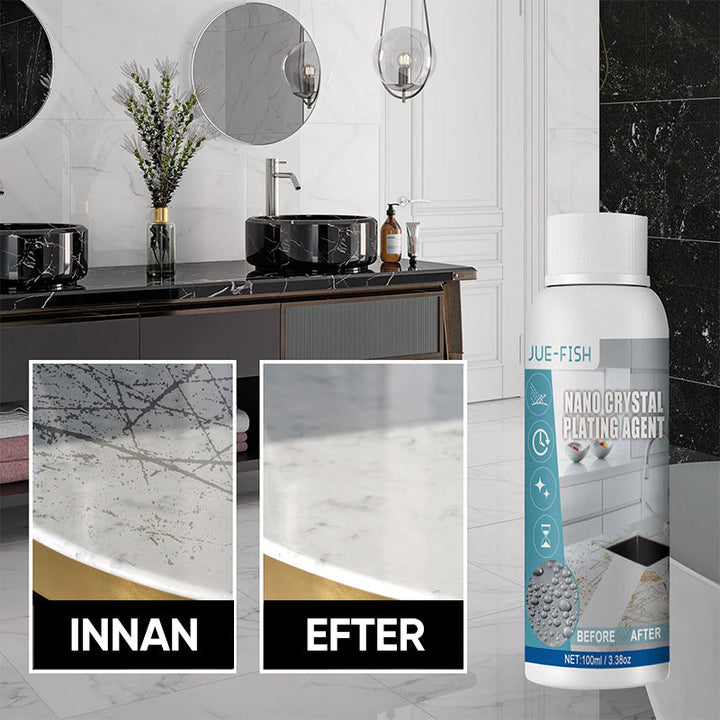 "Nano Crystal-beläggningsmedel för stenyta; transparent flaska, 100ml, skyddar granit, marmor med långvarig glans."