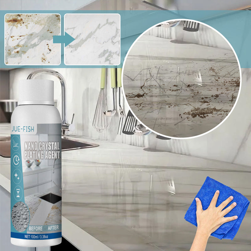 "Nano Crystal-beläggningsmedel för stenyta; transparent flaska, 100ml, skyddar granit, marmor med långvarig glans."