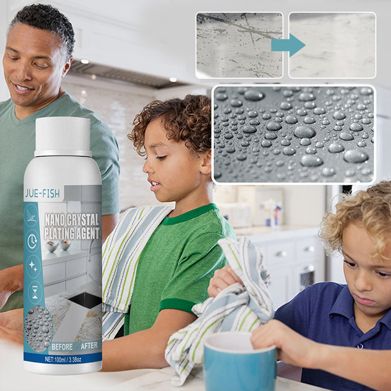 "Nano Crystal-beläggningsmedel för stenyta; transparent flaska, 100ml, skyddar granit, marmor med långvarig glans."