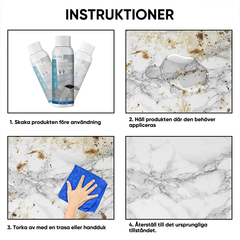 "Nano Crystal-beläggningsmedel för stenyta; transparent flaska, 100ml, skyddar granit, marmor med långvarig glans."