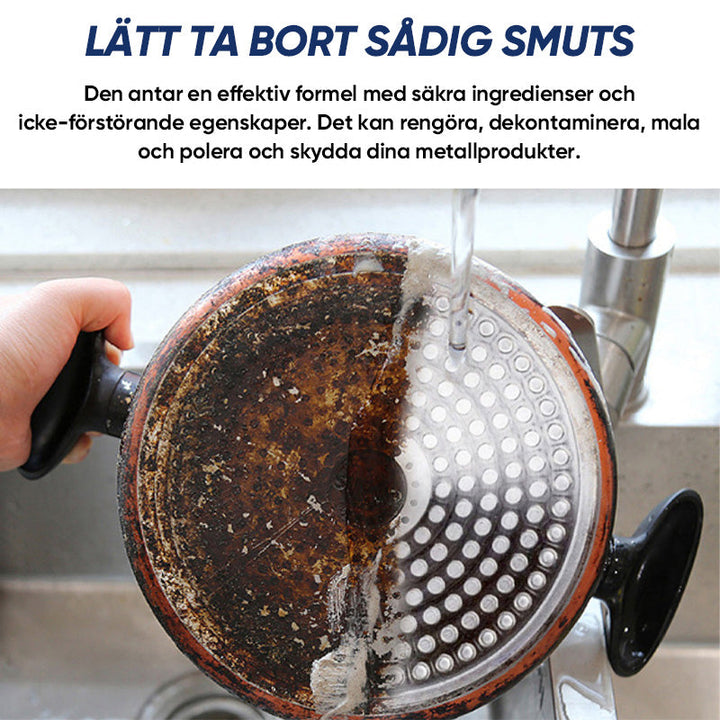 "Nano-rengöringskräm i burk, idealisk för rostfritt stål, effektiv fläckborttagare för köksytor och metallic."