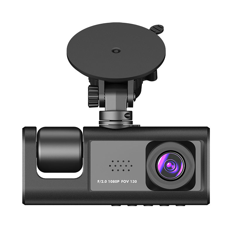 Nattsyns trippellins 1080p bilkamera, fångar fram- och bakvyer, svart, monterad på instrumentbräda, infraröd funktion.