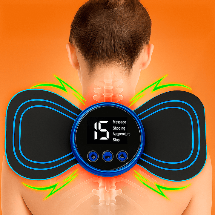 Ergonomisk NeuroPulse EMS-enhet för massage av ländrygg och ischias. Reducerar smärta och främjar muskelavslappning.