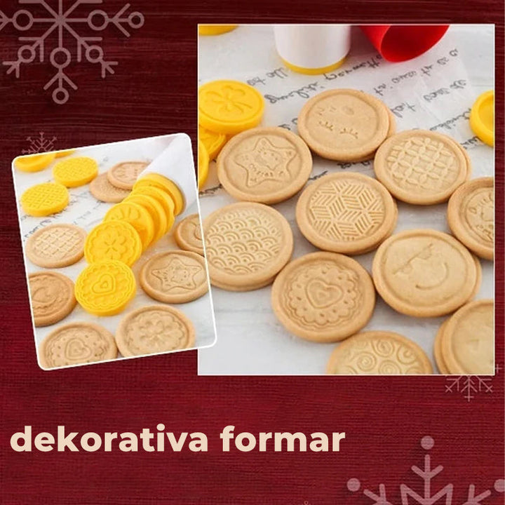 "Non-stick kakstämpel set: stämplar med jul- och påskmotiv samt djurformer, ergonomiskt handtag för enkel användning."
