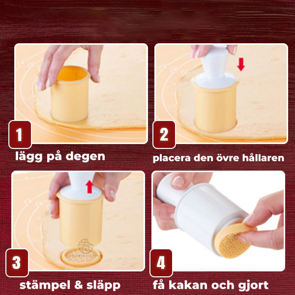 "Non-stick kakstämpel set: stämplar med jul- och påskmotiv samt djurformer, ergonomiskt handtag för enkel användning."