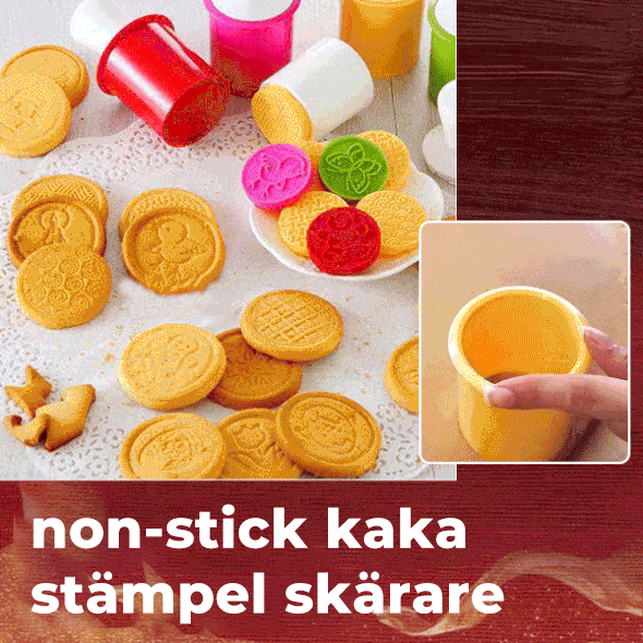 "Non-stick kakstämpel set: stämplar med jul- och påskmotiv samt djurformer, ergonomiskt handtag för enkel användning."