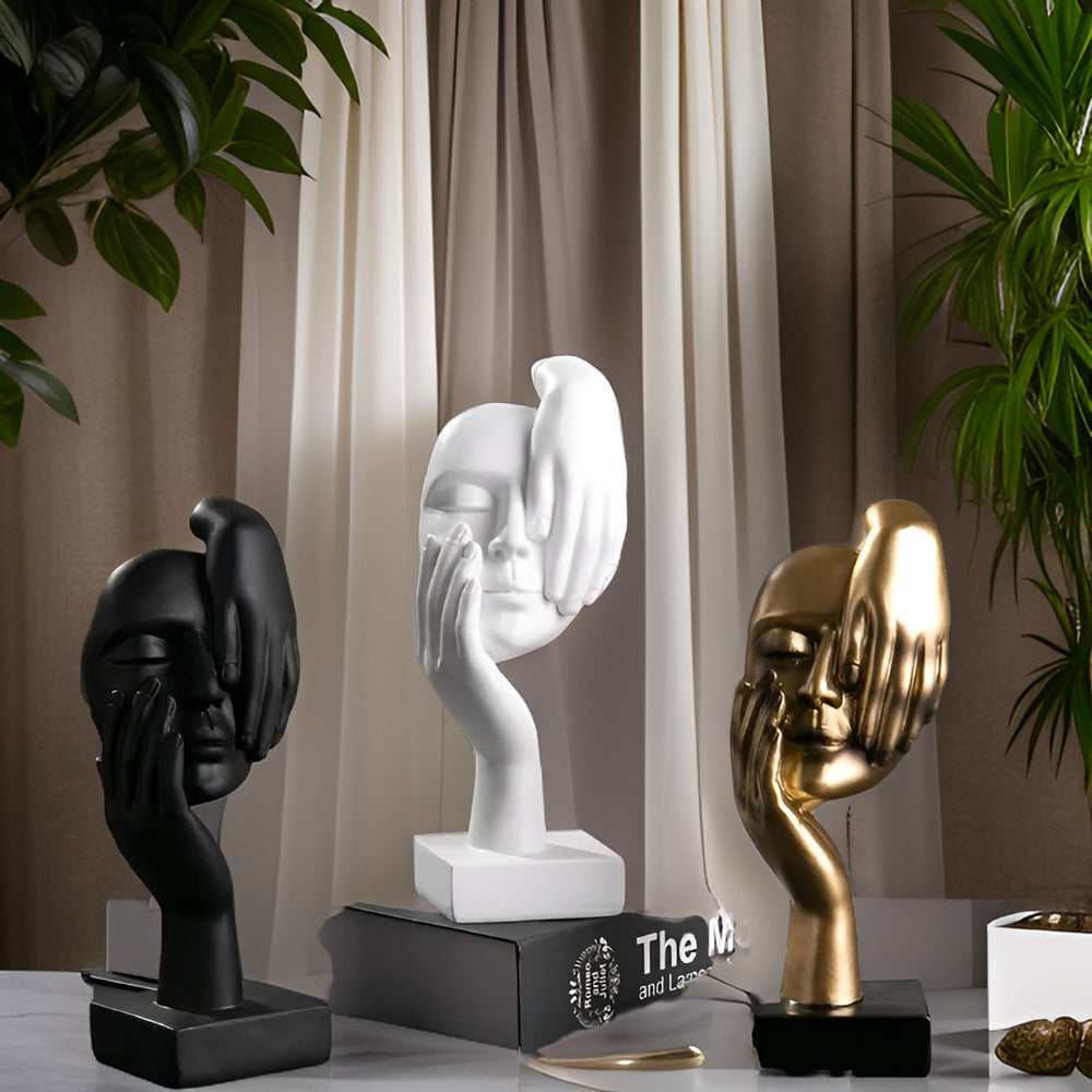 Nordic Mind abstrakt skulptur i harts. Modern inredningsdetalj för heminredning & konstälskare.