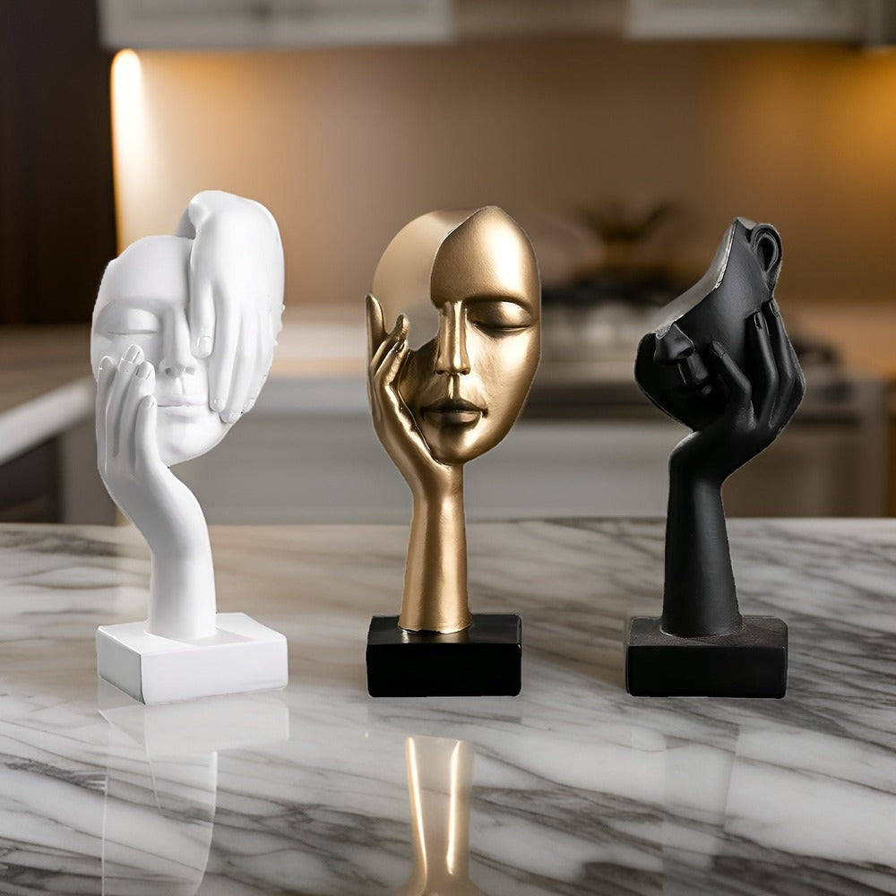 Abstrakt harts skulptur för vardagsrum. Nordic Mind design som modern dekoration & konstobjekt.
