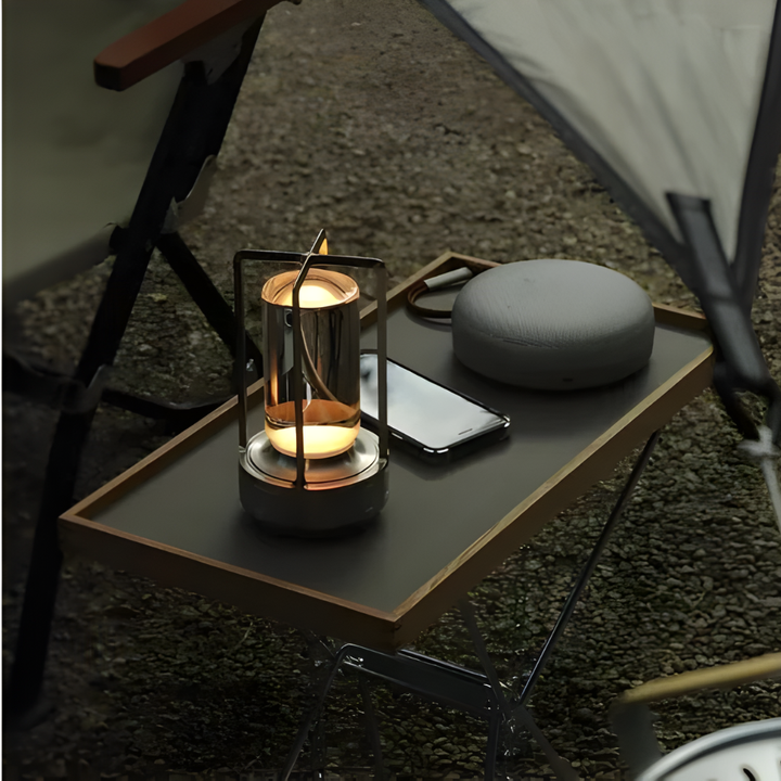 Dekorativ nordisk kristallampa med LED-ljus. Trådlös bordslampa för heminredning, passar inomhus som utomhus.